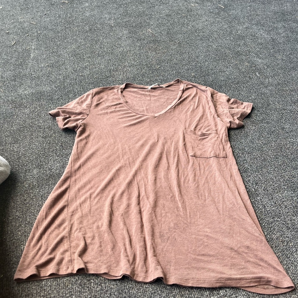 Active Basic Brown Short Sleeve V-Neck Tee